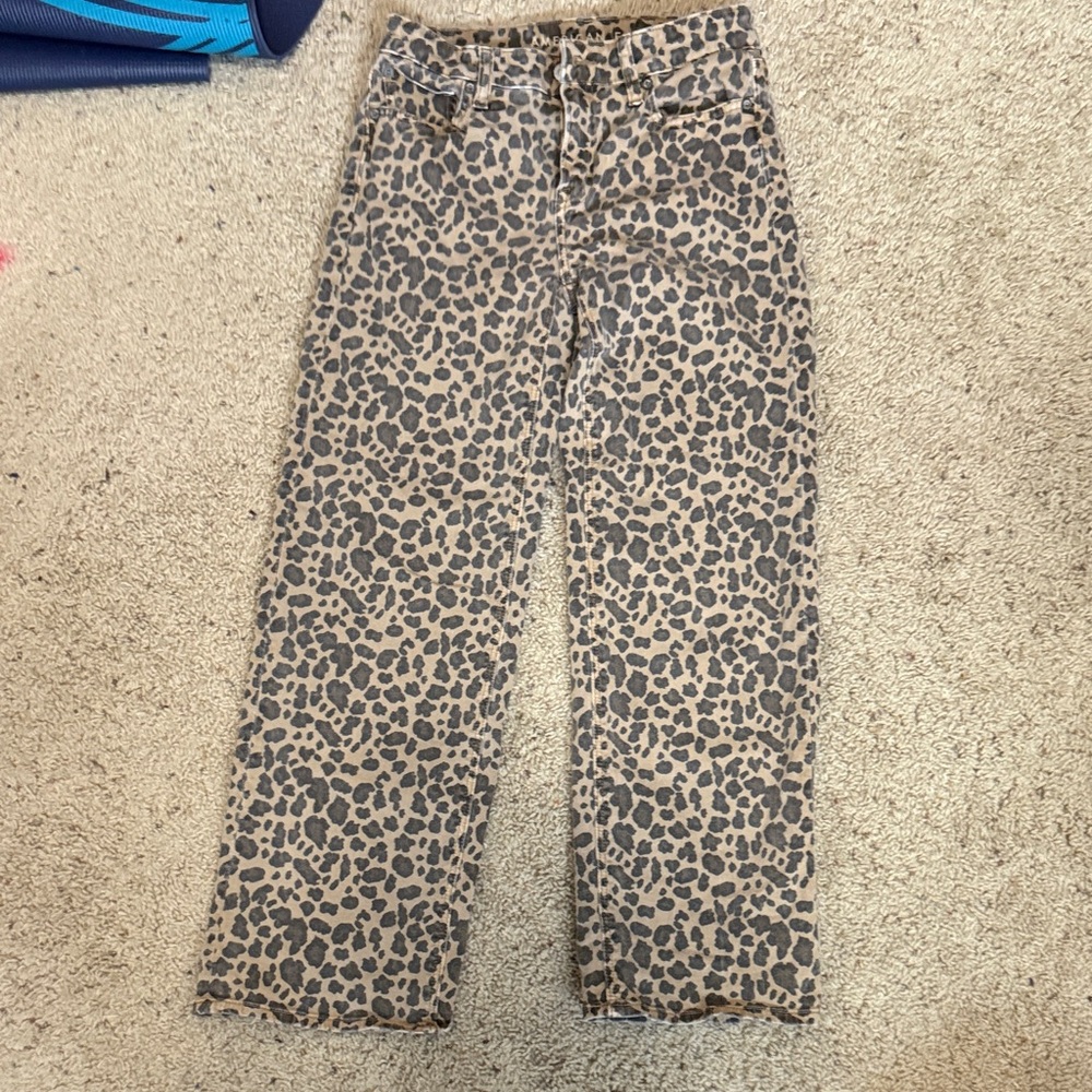 American Eagle Outfitters Leopard Print Flare Jeans